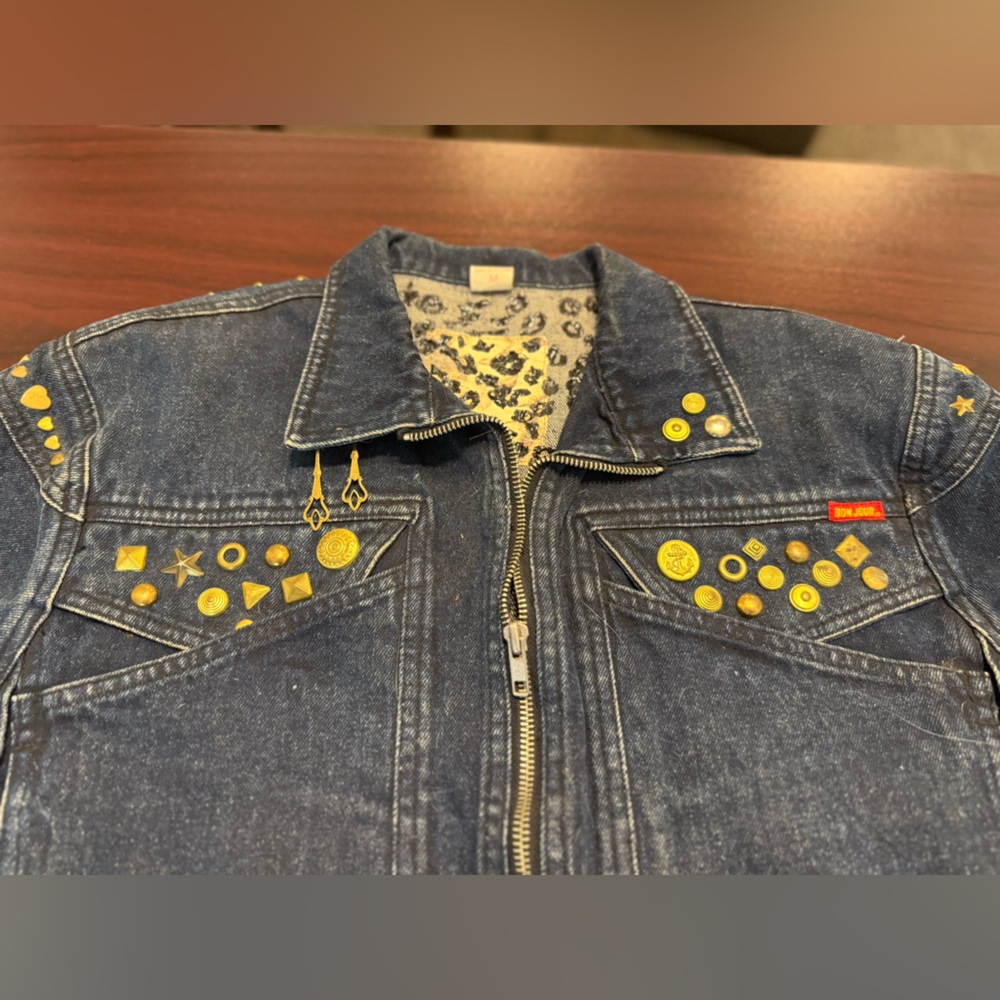 1980s Vintage Bon Jour Denim Cropped Jacket size Medium - Picture 5 of 11